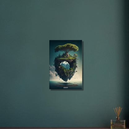 Dschungelinsel mit einem Portal auf einer Leinwand