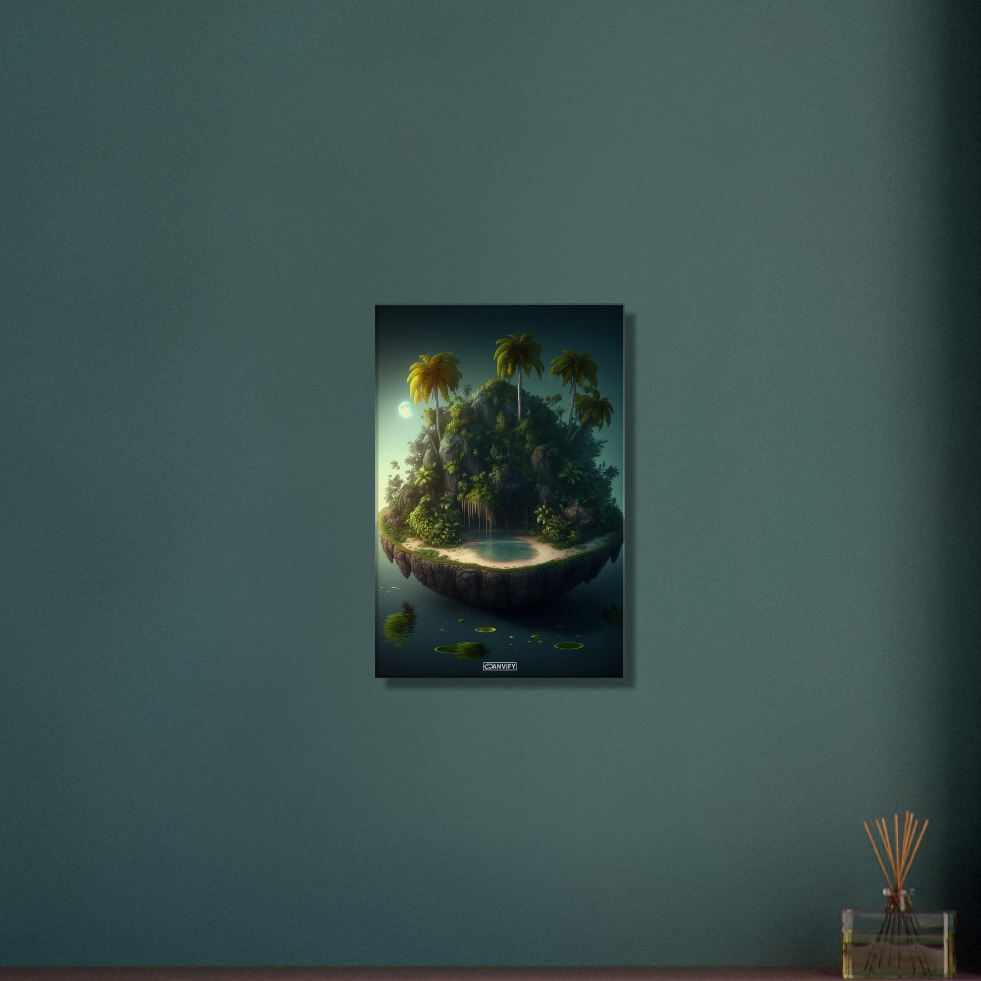 Dschungelinsel mit einem See auf einer Leinwand