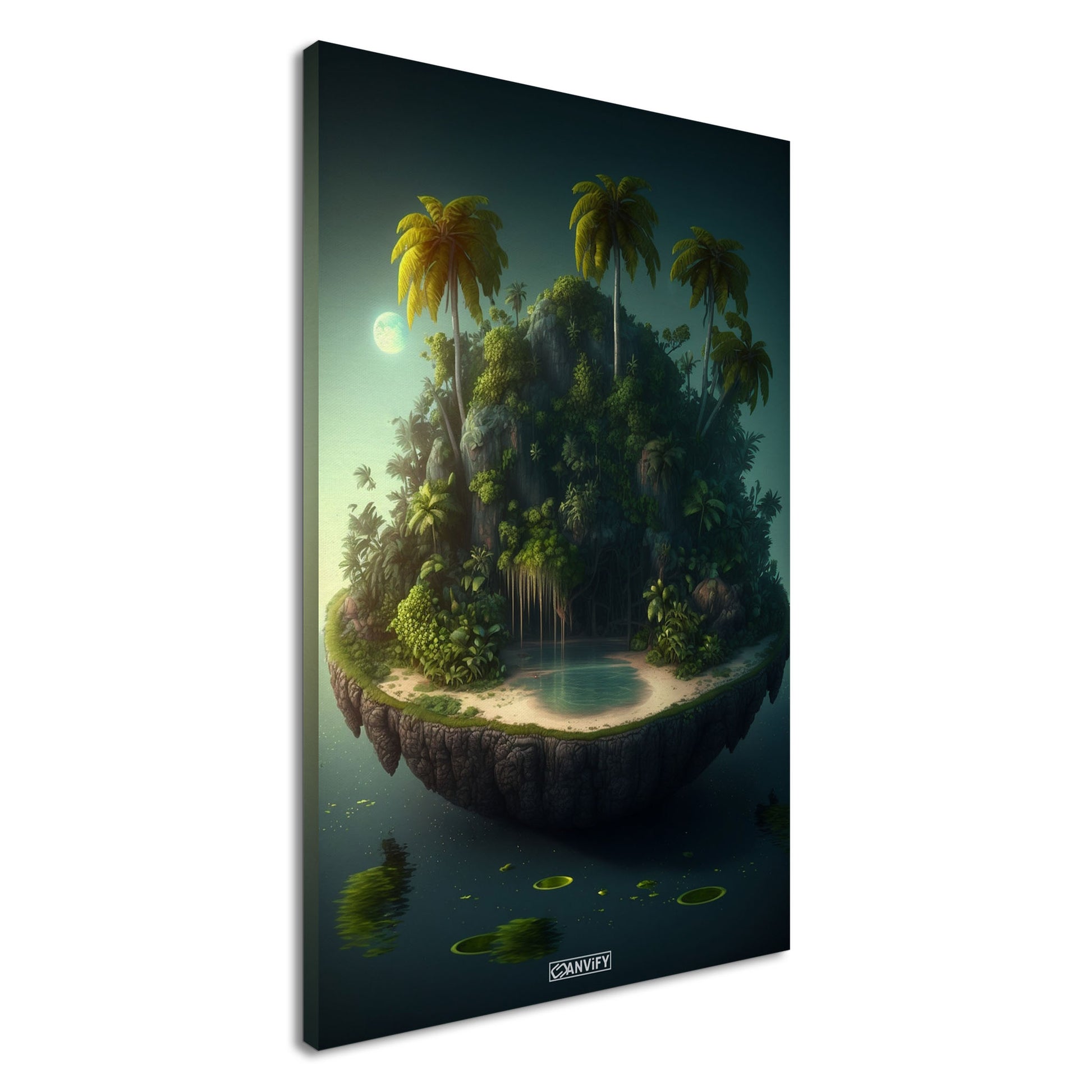 Dschungelinsel mit einem See auf einer Leinwand