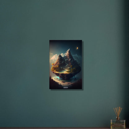 Berg mit Gletscher und einer Palmenoase auf einer Leinwand