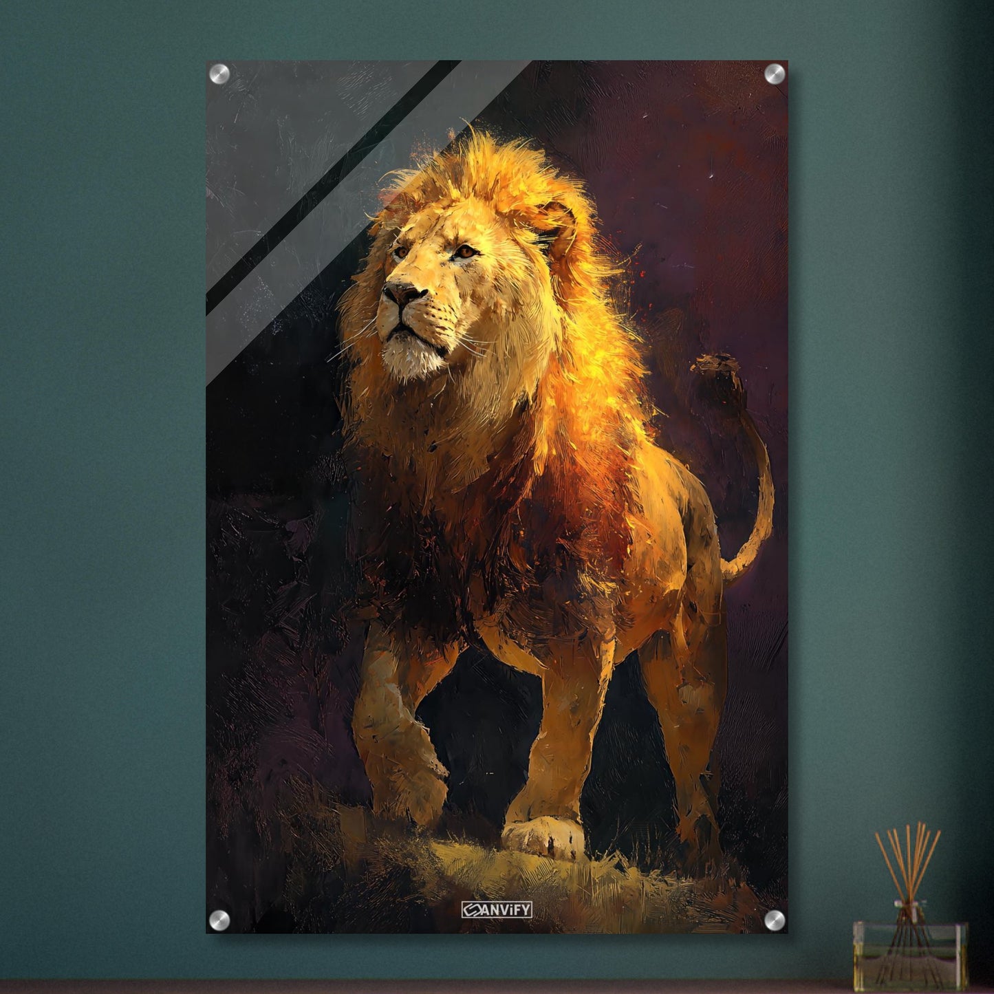 Löwe in Acrylfarben auf einem Acrylbild