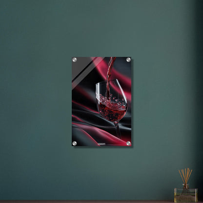 Luxuriöses Rotweinglas auf einem Acrylbild