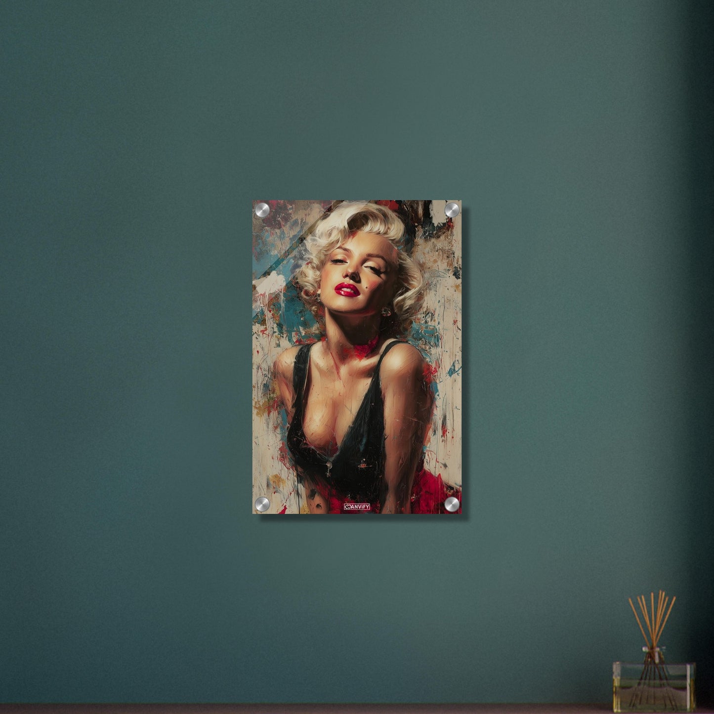 Marilyn Monroe gemalt mit Acrylfarben auf einem Acrylbild