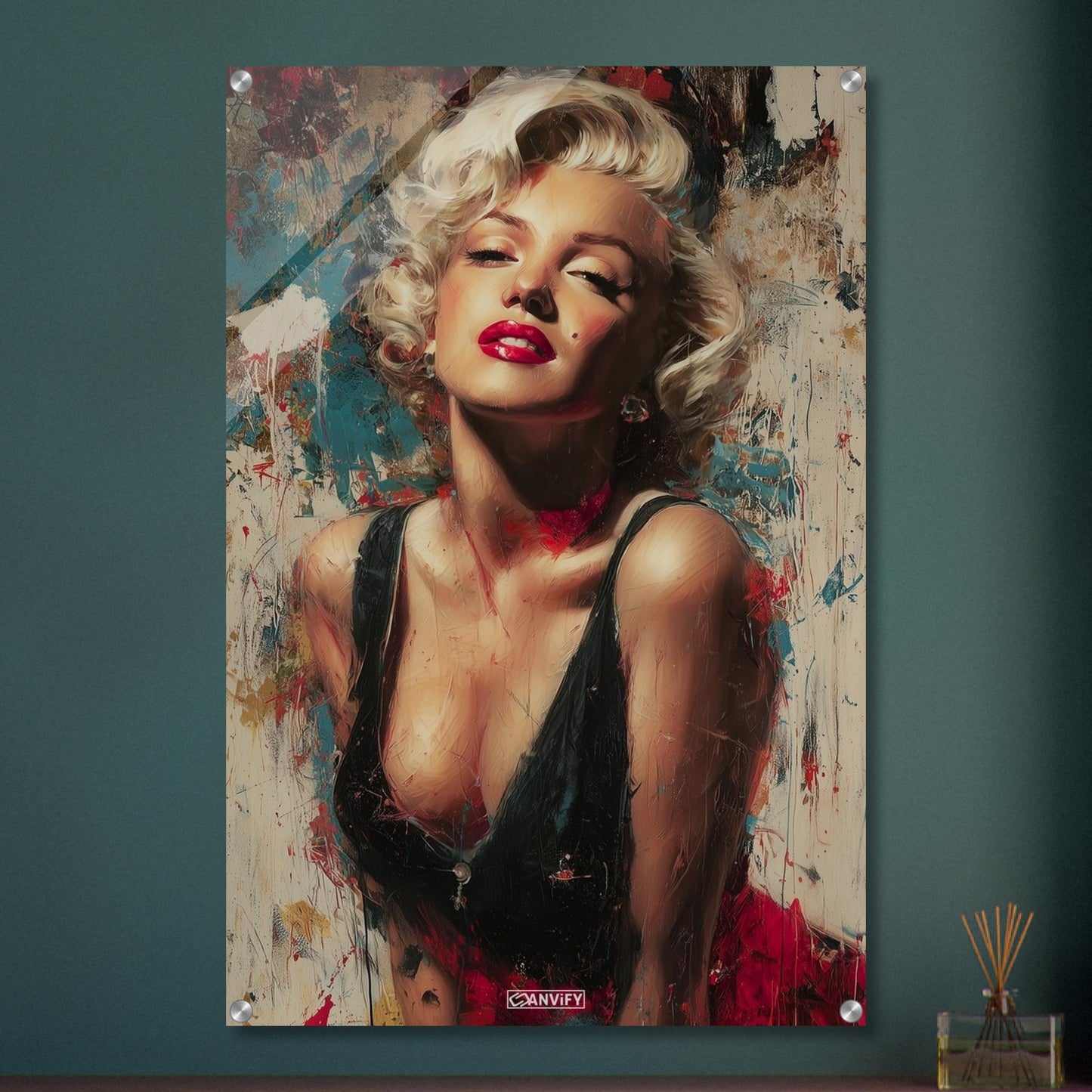 Marilyn Monroe gemalt mit Acrylfarben auf einem Acrylbild