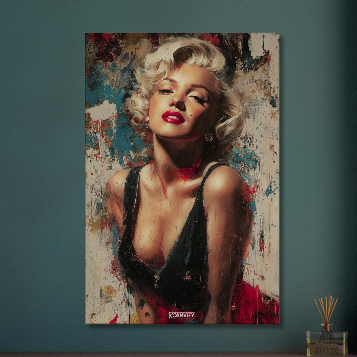 Marilyn Monroe gemalt mit Acrylfarben auf einer Leinwand