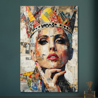Lady Gaga mit einer Krone im Pop Art Stil auf einem Acrylbild