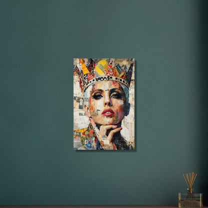 Lady Gaga mit einer Krone im Pop Art Stil auf Aluminium