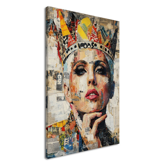 Lady Gaga mit einer Krone im Pop Art Stil auf einer Leinwand