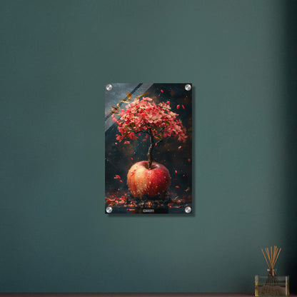 Magischer Apfelbaumsetzling auf einem Acrylbild