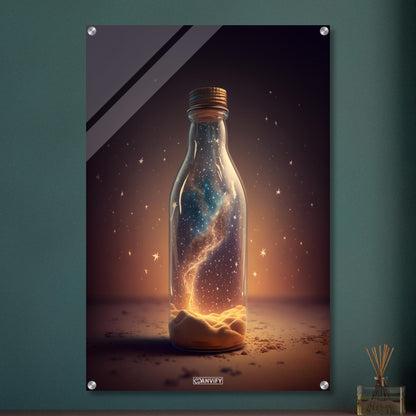 Milchstraße in der Glasflasche auf einem Acrylbild