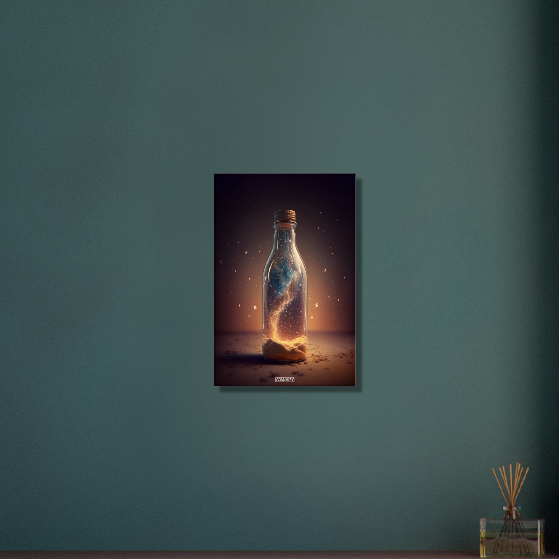 Milchstraße in der Glasflasche auf einer Leinwand