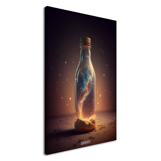 Milchstraße in der Glasflasche auf einer Leinwand