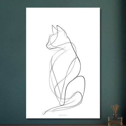 Minimalistische Katze mit einer Linie gezeichnet auf Aluminium