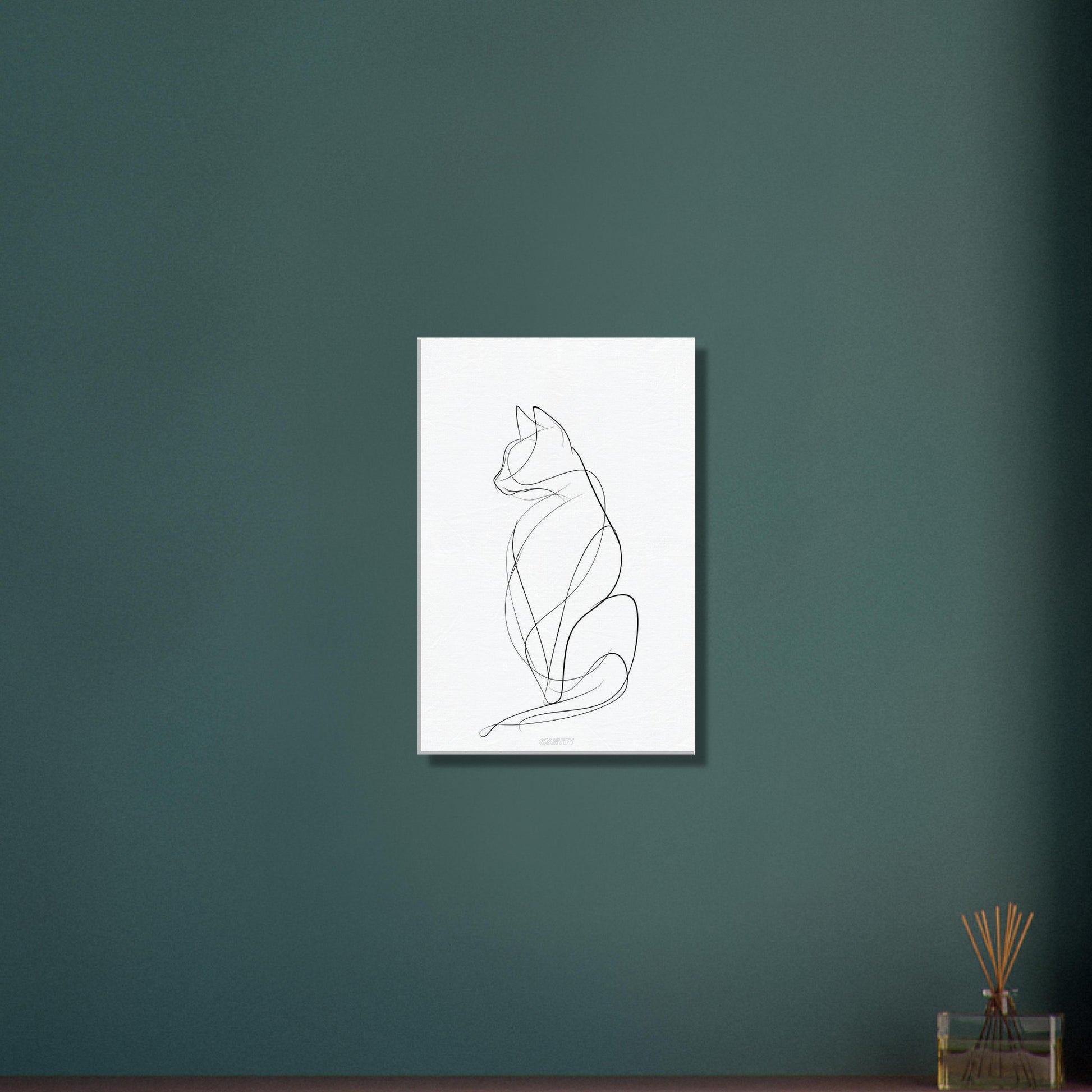 Minimalistische Katze mit einer Linie gezeichnet auf einer Leinwand