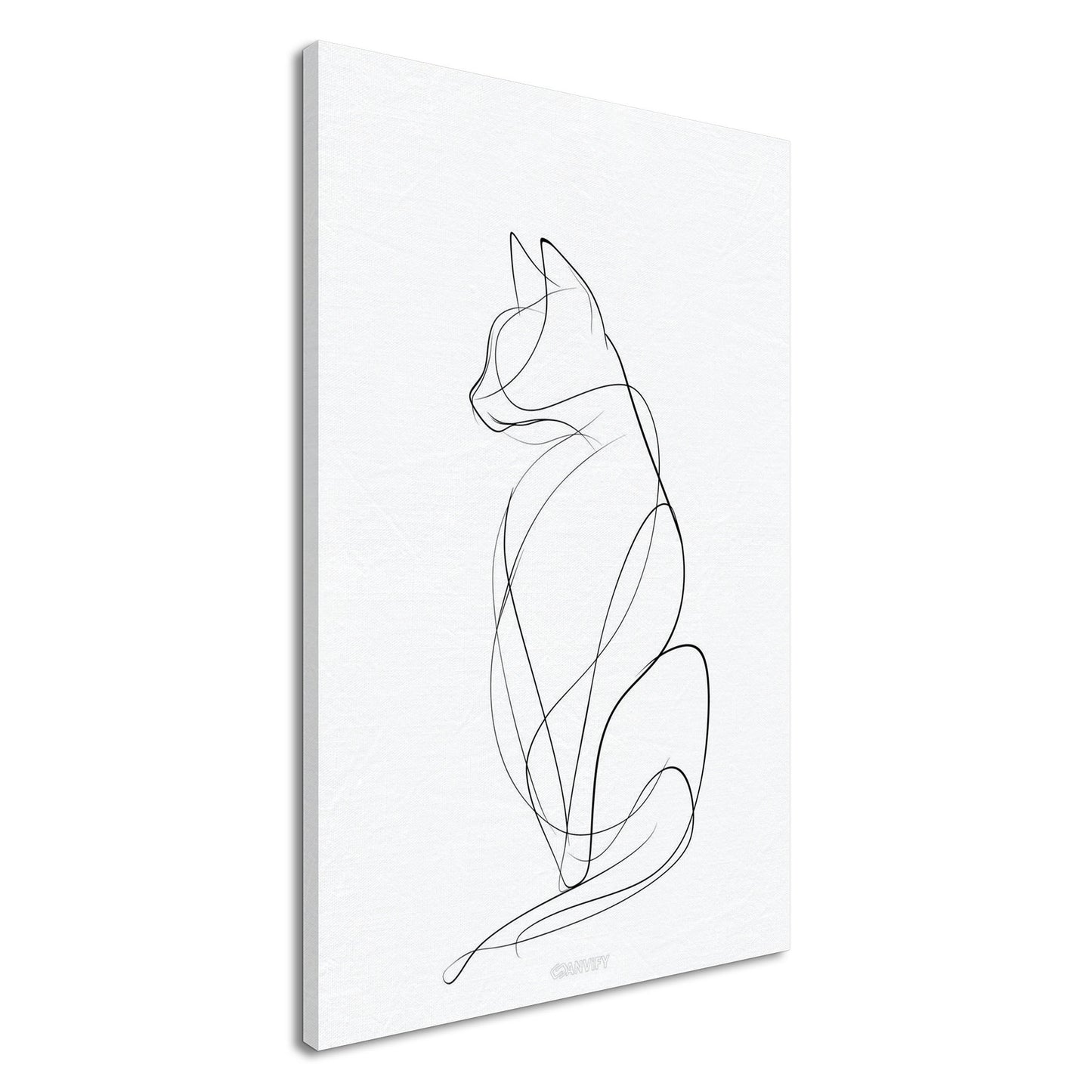 Minimalistische Katze mit einer Linie gezeichnet auf einer Leinwand