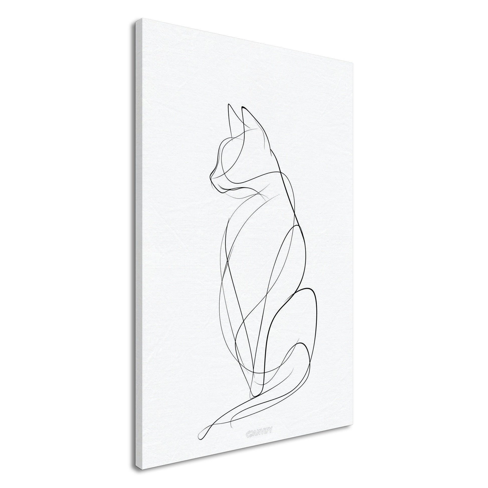 Minimalistische Katze mit einer Linie gezeichnet auf einer Leinwand