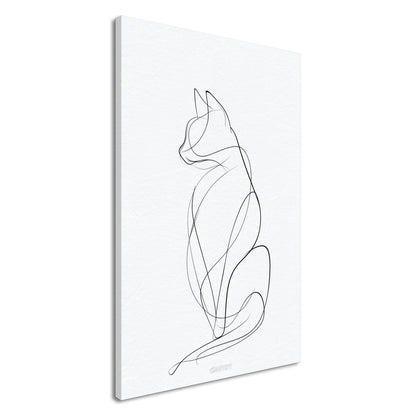 Minimalistische Katze mit einer Linie gezeichnet auf einer Leinwand