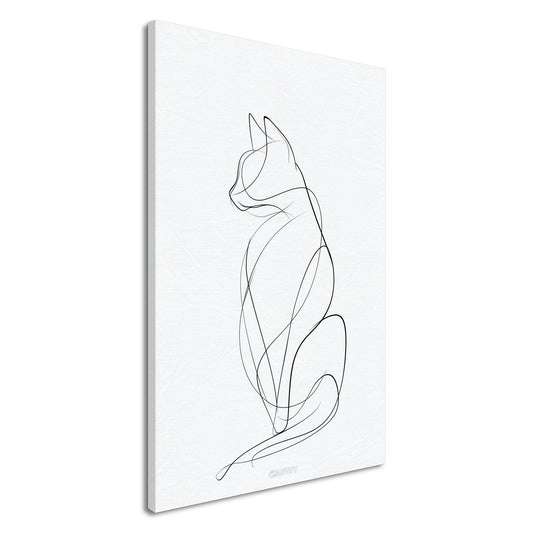 Minimalistische Katze mit einer Linie gezeichnet auf einer Leinwand