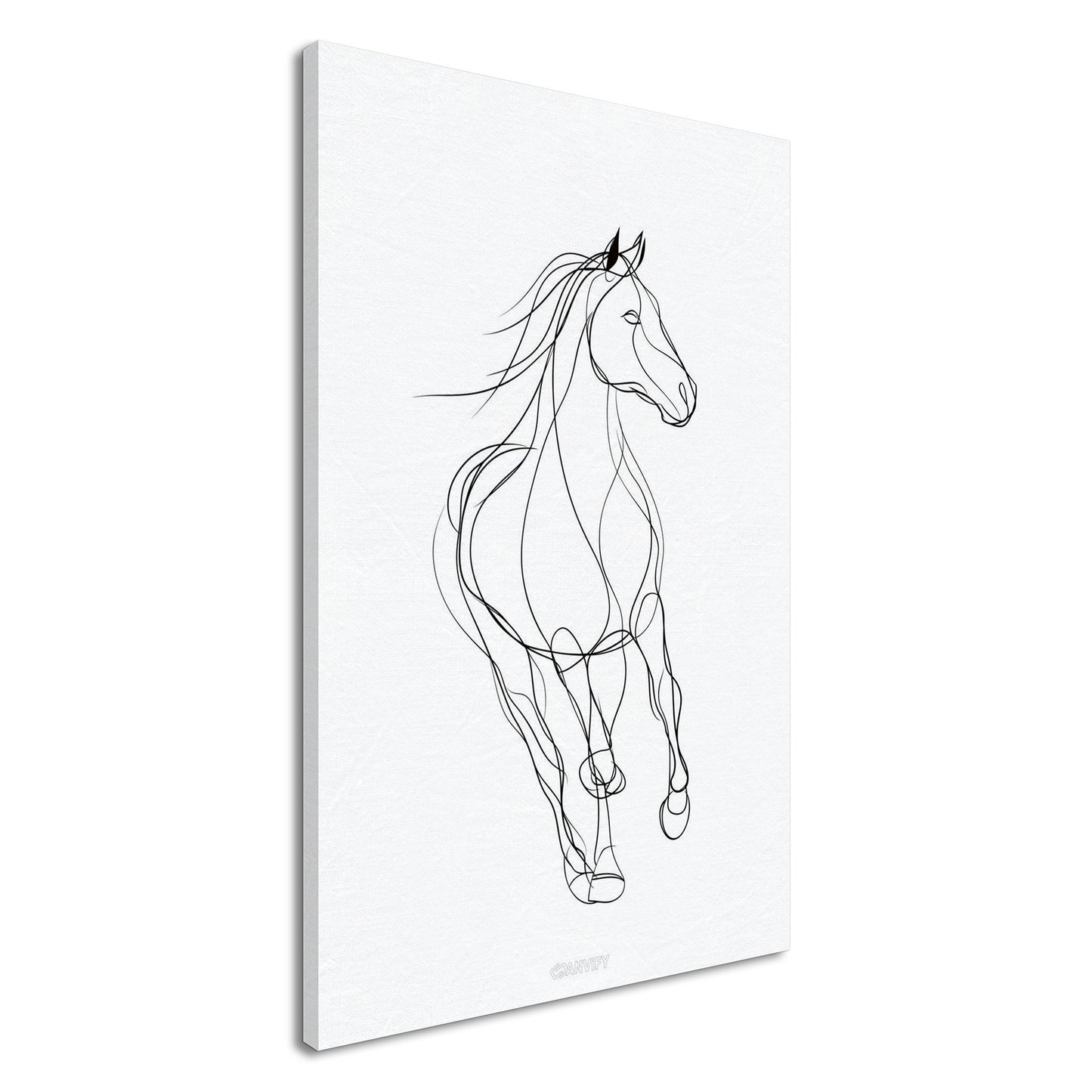 Minimalistisches Pferd mit einer Linie gezeichnet auf einer Leinwand
