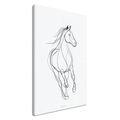 Minimalistisches Pferd mit einer Linie gezeichnet auf einer Leinwand