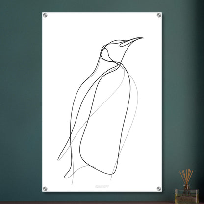 Minimalistischer Pinguin mit einer Linie gezeichnet auf einem Acrylbild