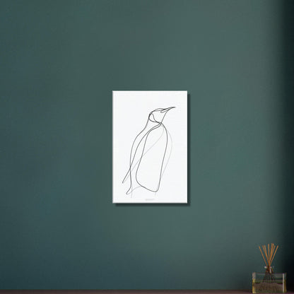 Minimalistischer Pinguin mit einer Linie gezeichnet auf einer Leinwand