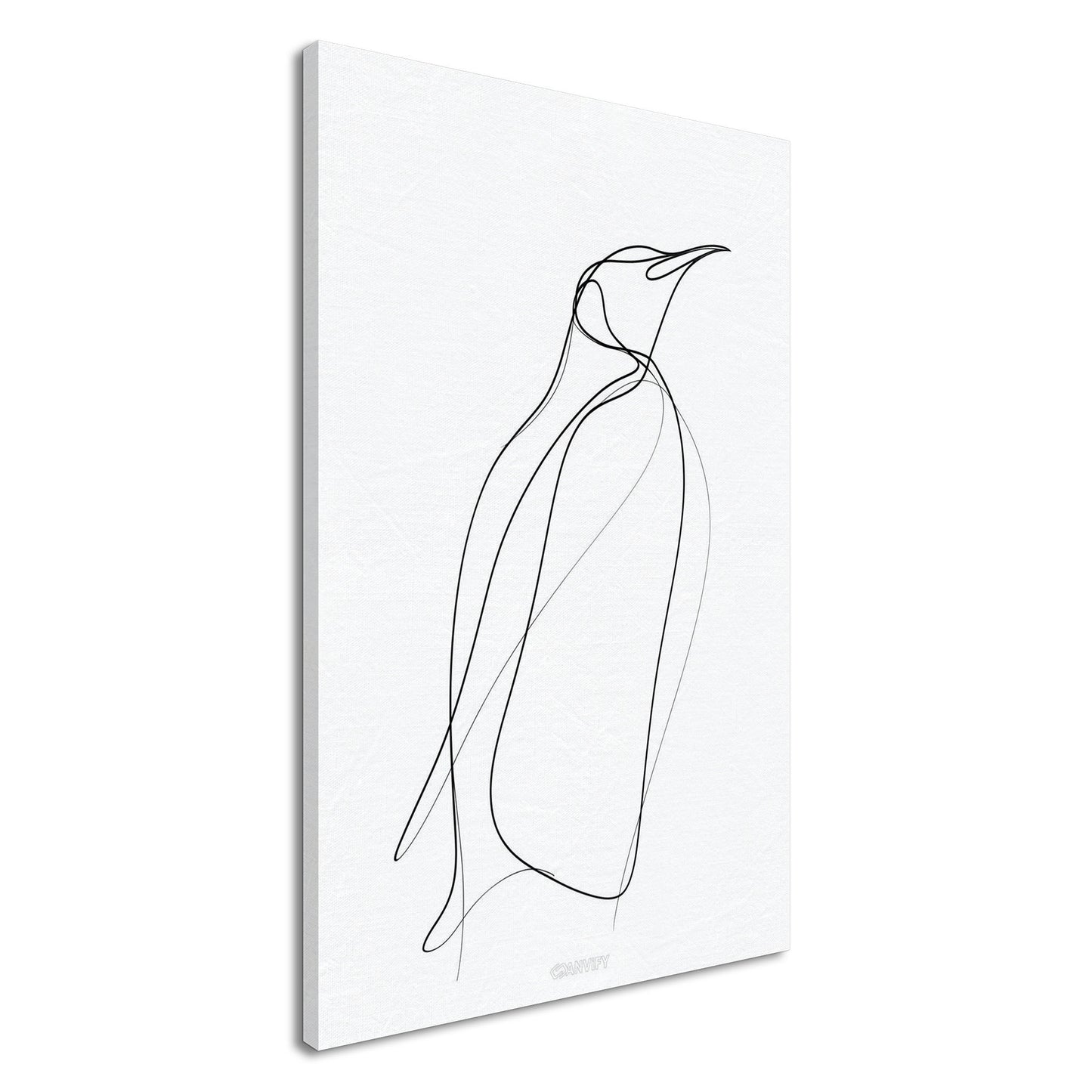 Minimalistischer Pinguin mit einer Linie gezeichnet auf einer Leinwand