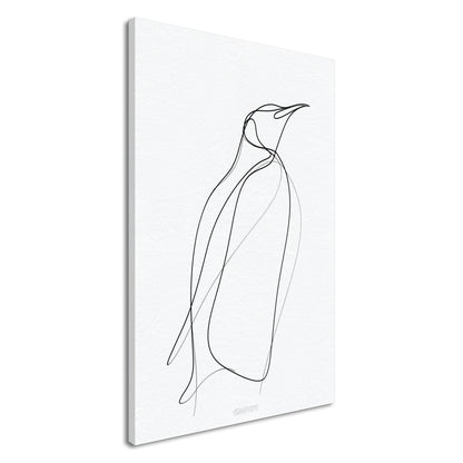 Minimalistischer Pinguin mit einer Linie gezeichnet auf einer Leinwand
