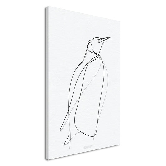 Minimalistischer Pinguin mit einer Linie gezeichnet auf einer Leinwand