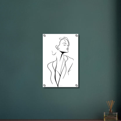 Elegante Frau minimalistisch mit einer Linie gezeichnet auf einem Acrylbild