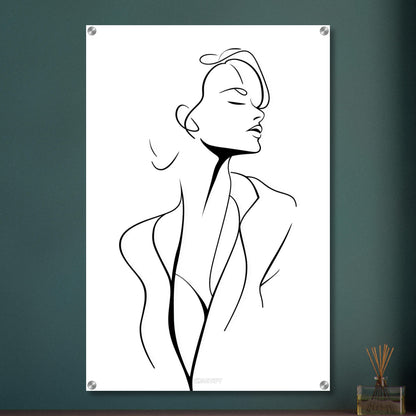 Elegante Frau minimalistisch mit einer Linie gezeichnet auf einem Acrylbild