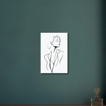 Elegante Frau minimalistisch mit einer Linie gezeichnet auf einer Leinwand