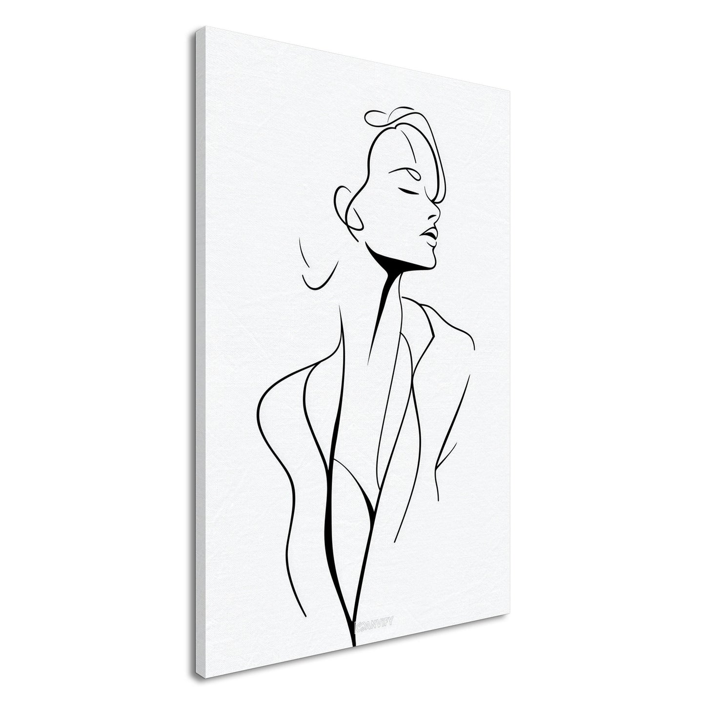 Elegante Frau minimalistisch mit einer Linie gezeichnet auf einer Leinwand