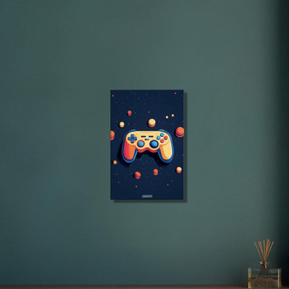 Oranges Gamepad malerisch dargestellt auf einer Leinwand