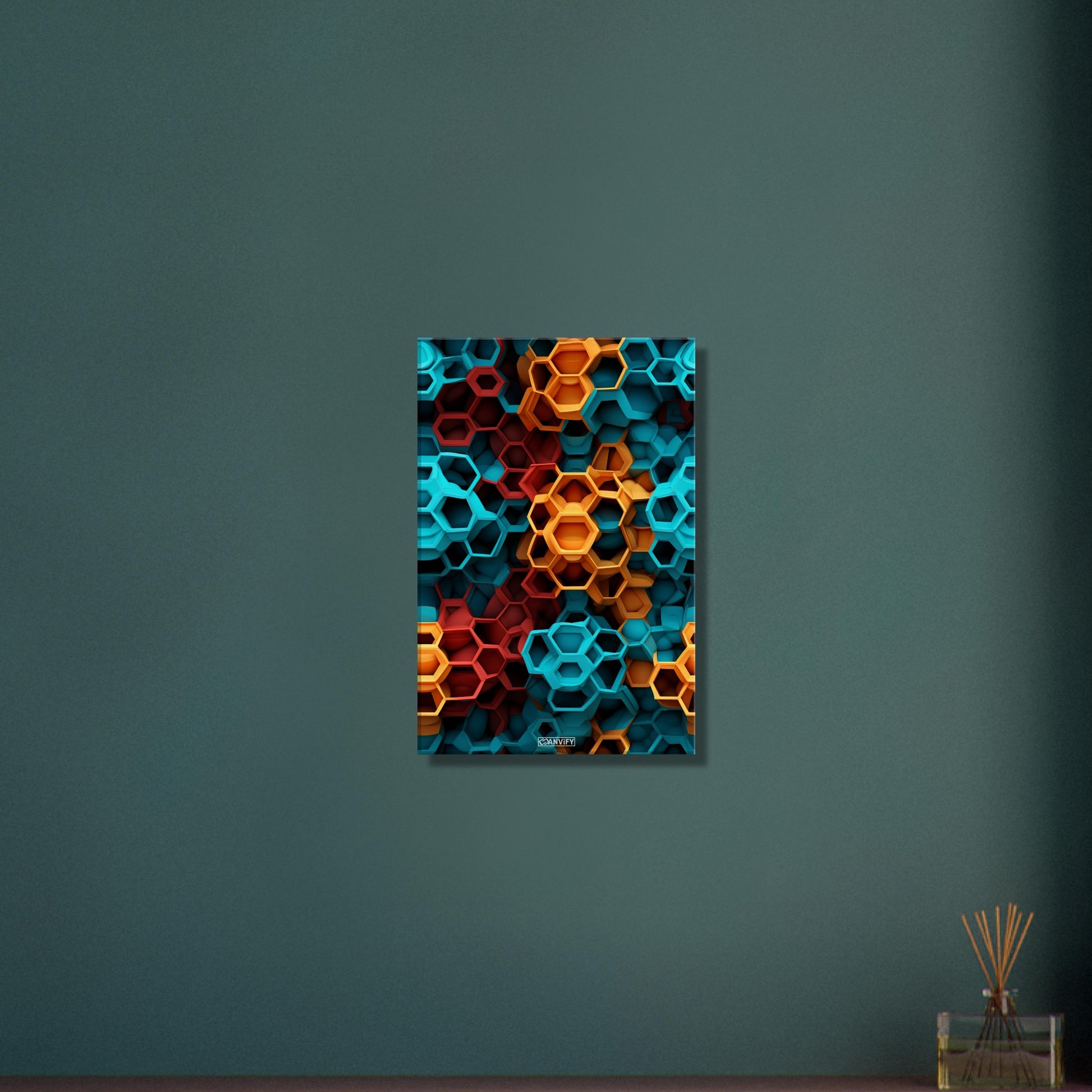 Bunte Hexagone auf einer Leinwand