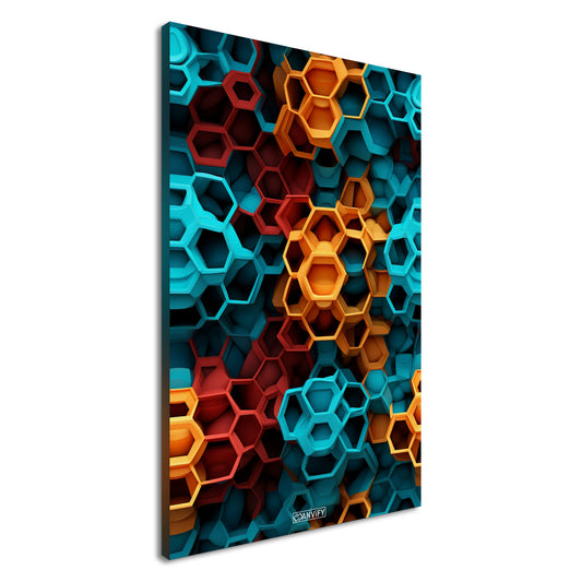 Bunte Hexagone auf einer Leinwand