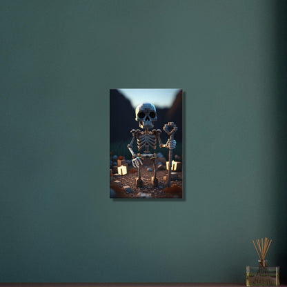 Skelett-Magier aus Minecraft in Voxel-basierter Grafik auf einer Leinwand