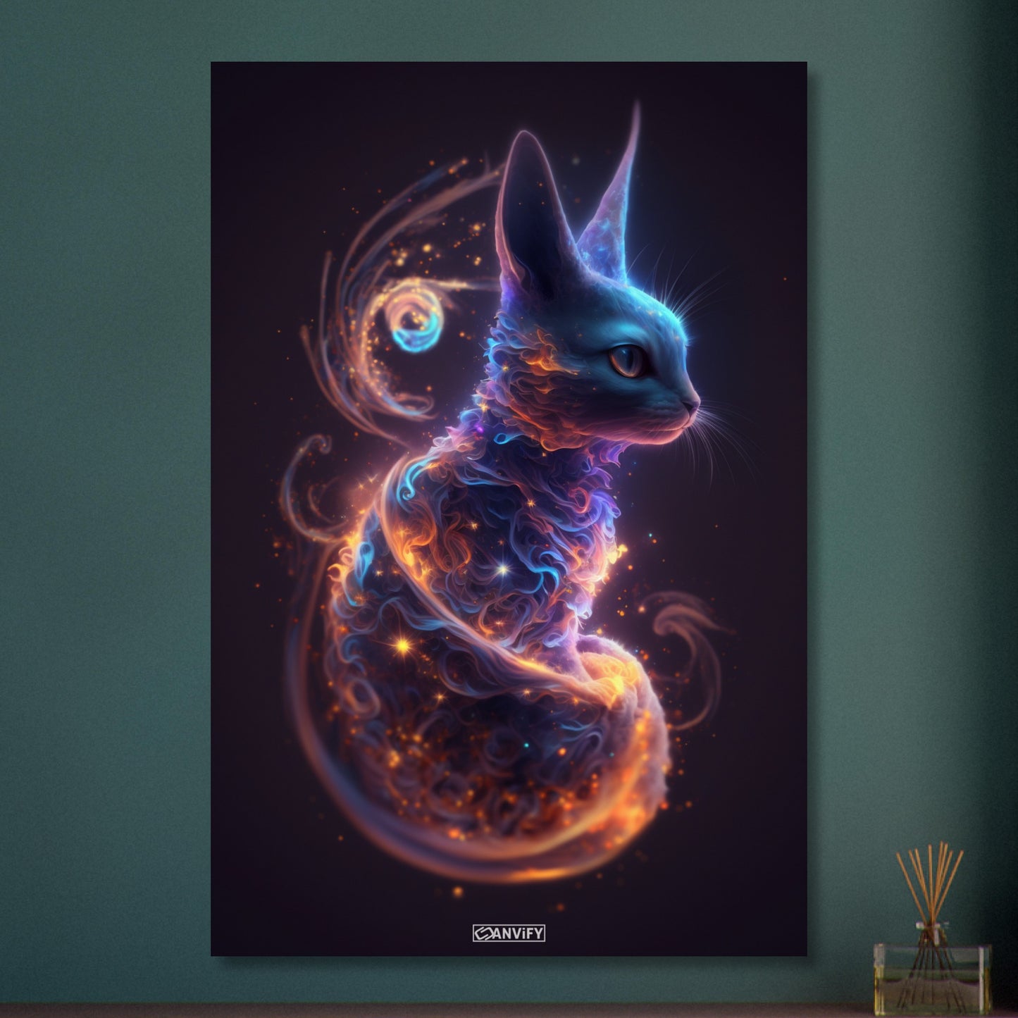 Babykatze in einer Nebelwolke auf Aluminium
