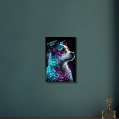 Jack Russell Portrait kombiniert mit der Nebelwolke namens Nebula auf einer Leinwand
