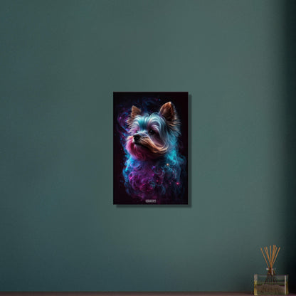 Yorkshire Terrier Portrait kombiniert mit der Nebelwolke namens Nebula auf einer Leinwand