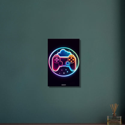 Bunter Playstation Controller auf einer Leinwand