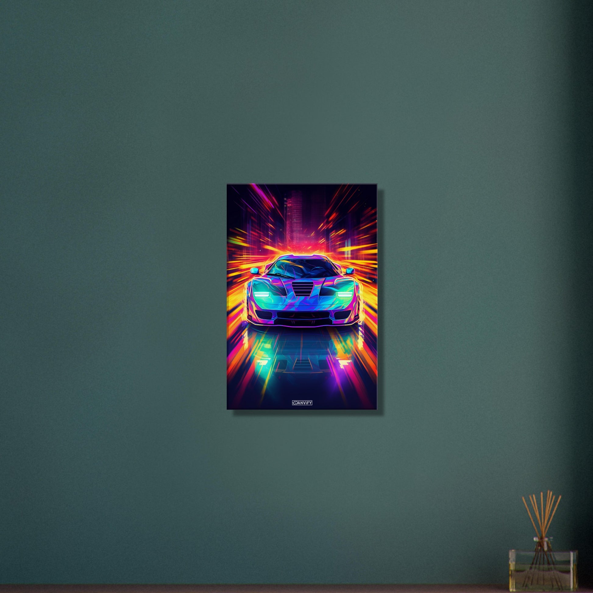 Ferrari im Pop-Art Stil malerisch dargestellt auf einer Leinwand