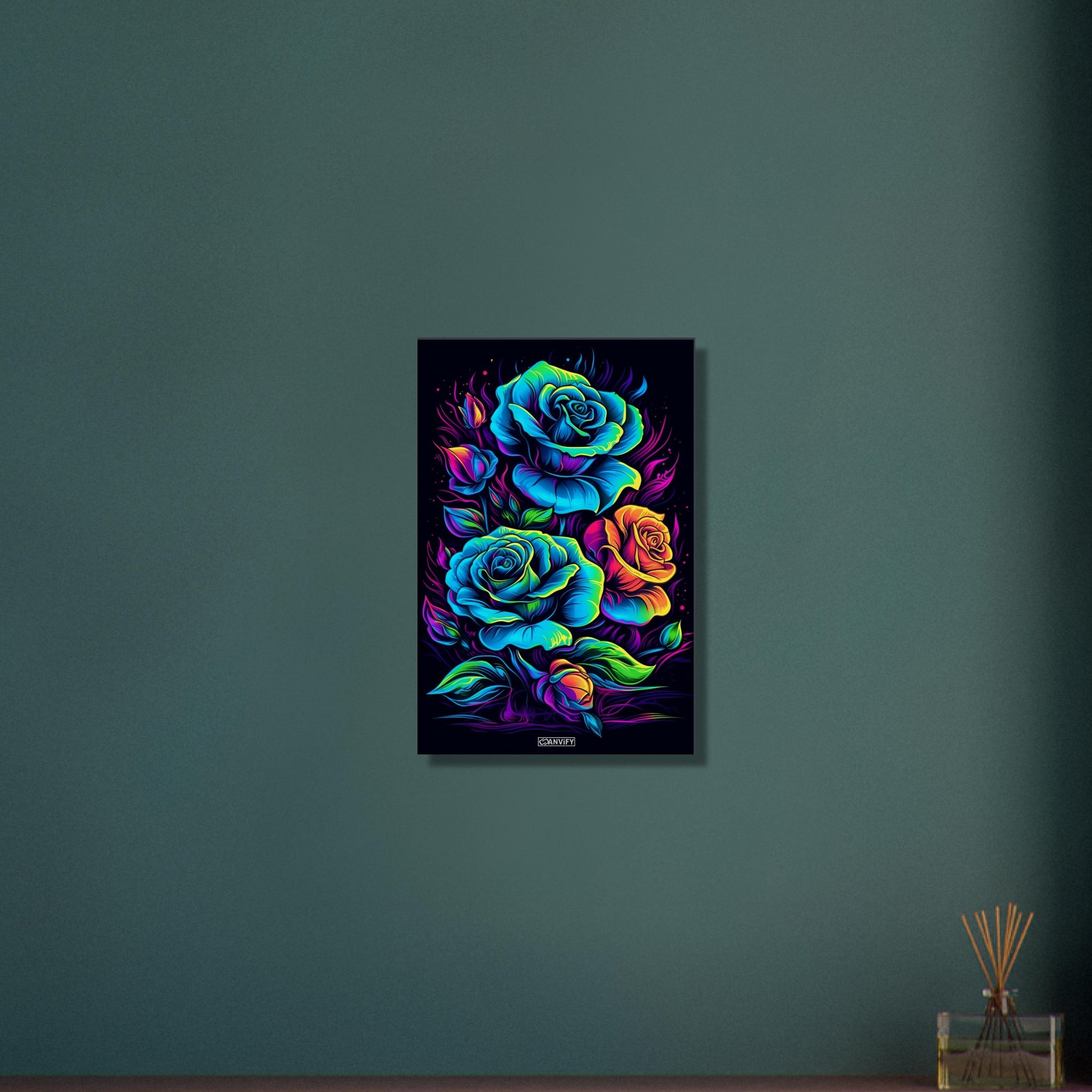 Blaue Rosen gezeichnet auf einer Leinwand