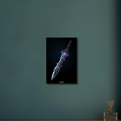 Schwert mit vier Amethysten auf einer Leinwand