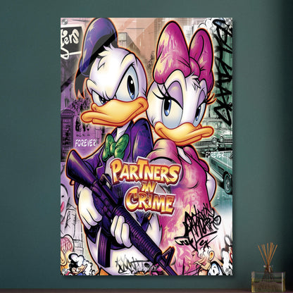 Donald Duck und Daisy Duck im abstrakten Pop Art Stil auf einem Acrylbild