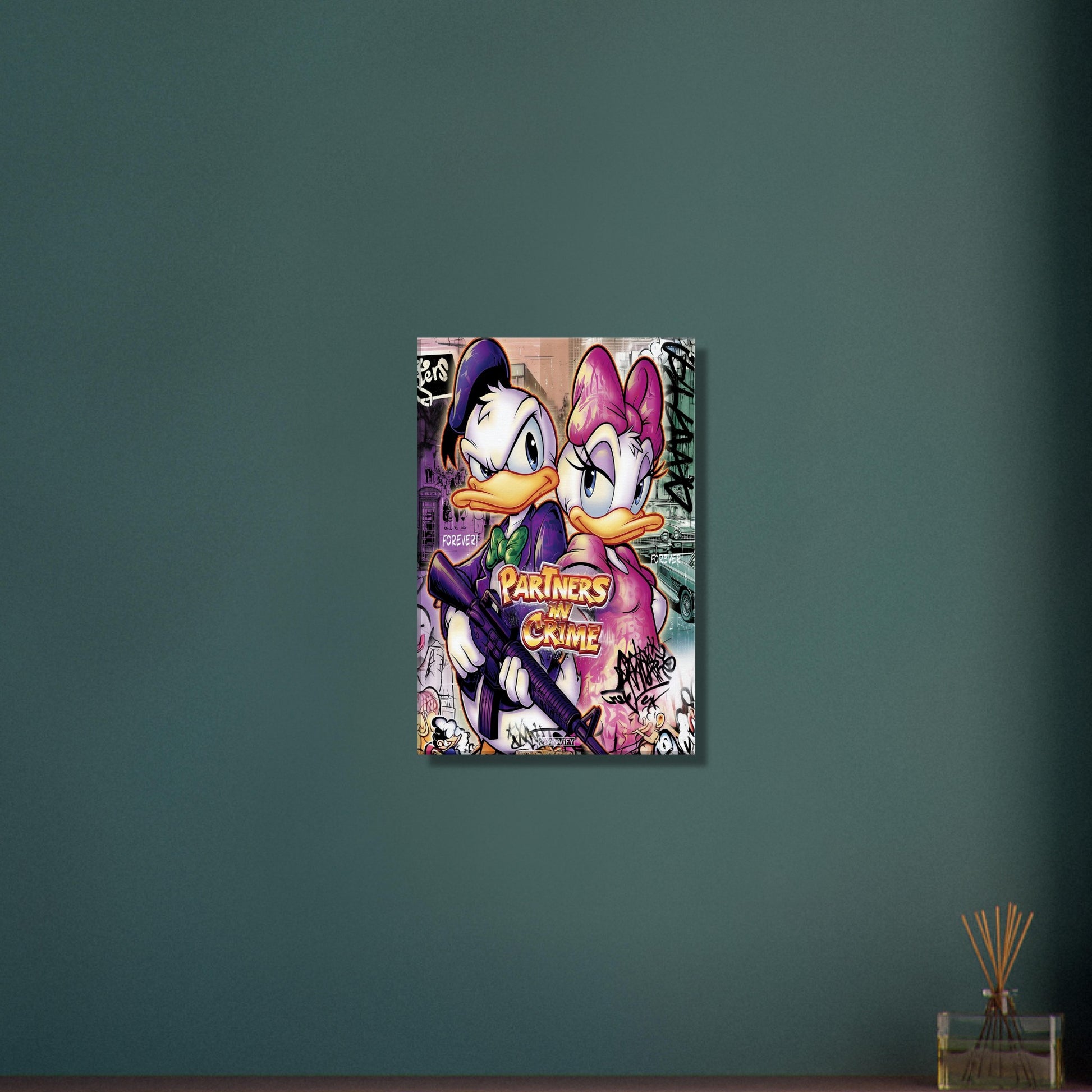 Donald Duck und Daisy Duck im abstrakten Pop Art Stil auf einer Leinwand