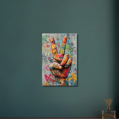 Buntes Friedenszeichen Peace auf Aluminium