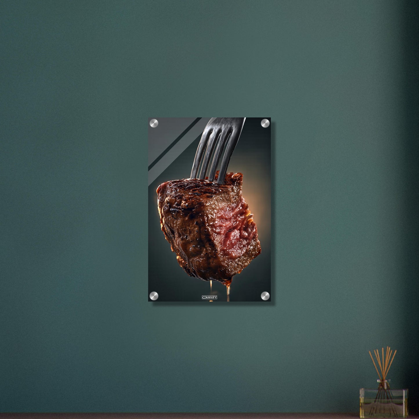 Perfekt gegartes Steak auf einem Acrylbild