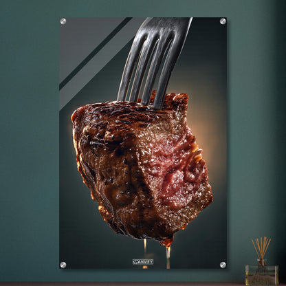 Perfekt gegartes Steak auf einem Acrylbild