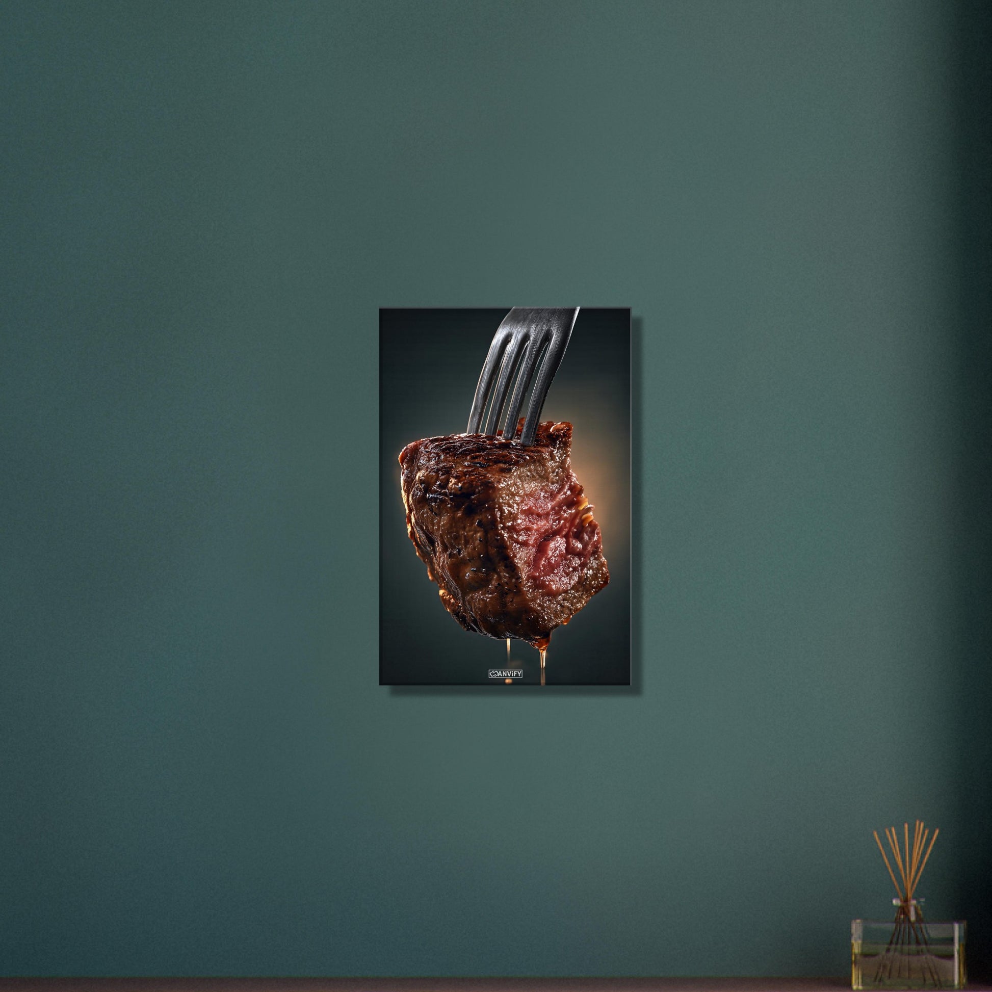 Perfekt gegartes Steak auf einer Leinwand